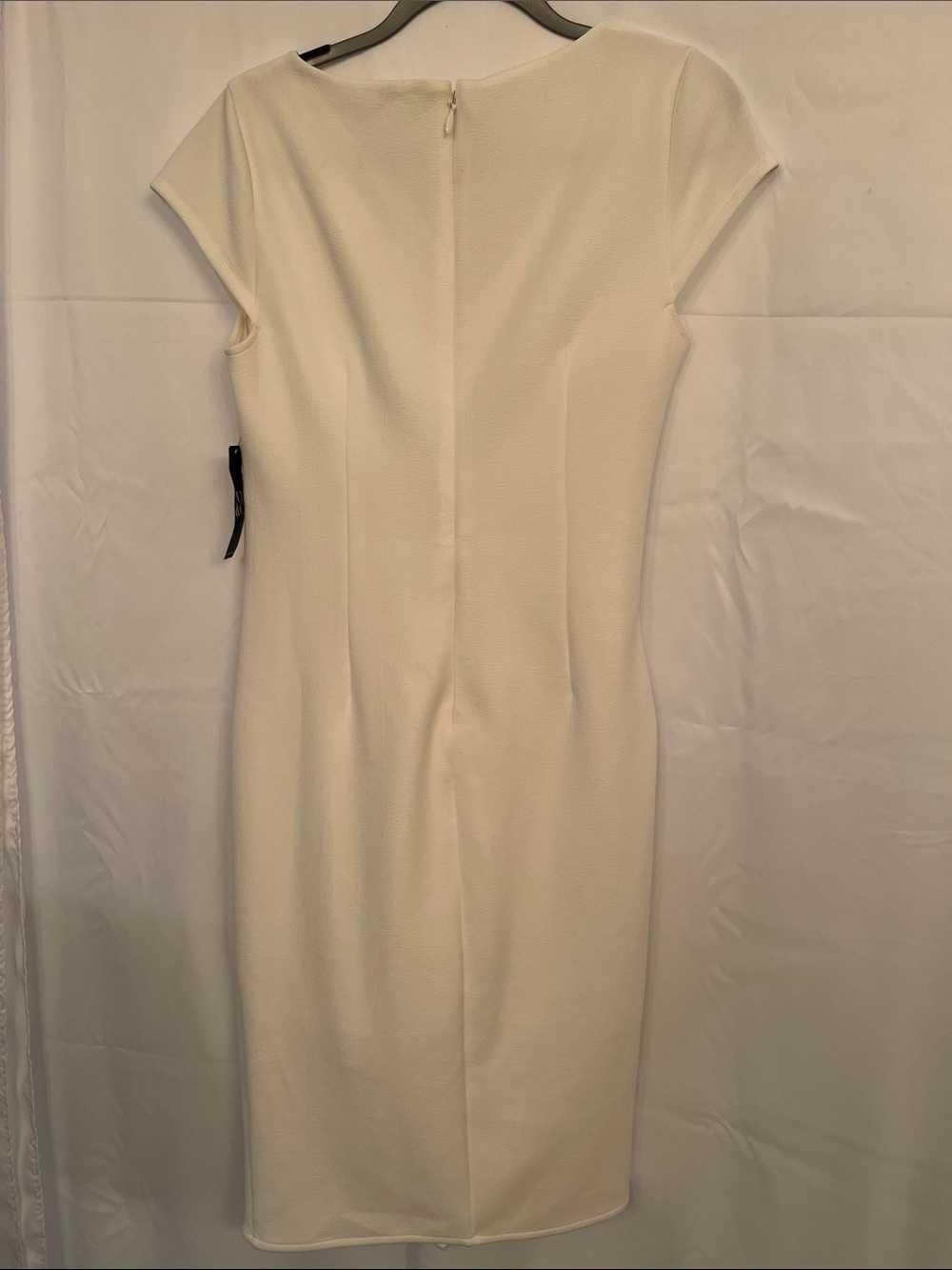 New York & Company Cream Ruched Midi Sheath Dress - Picture 2 of 3